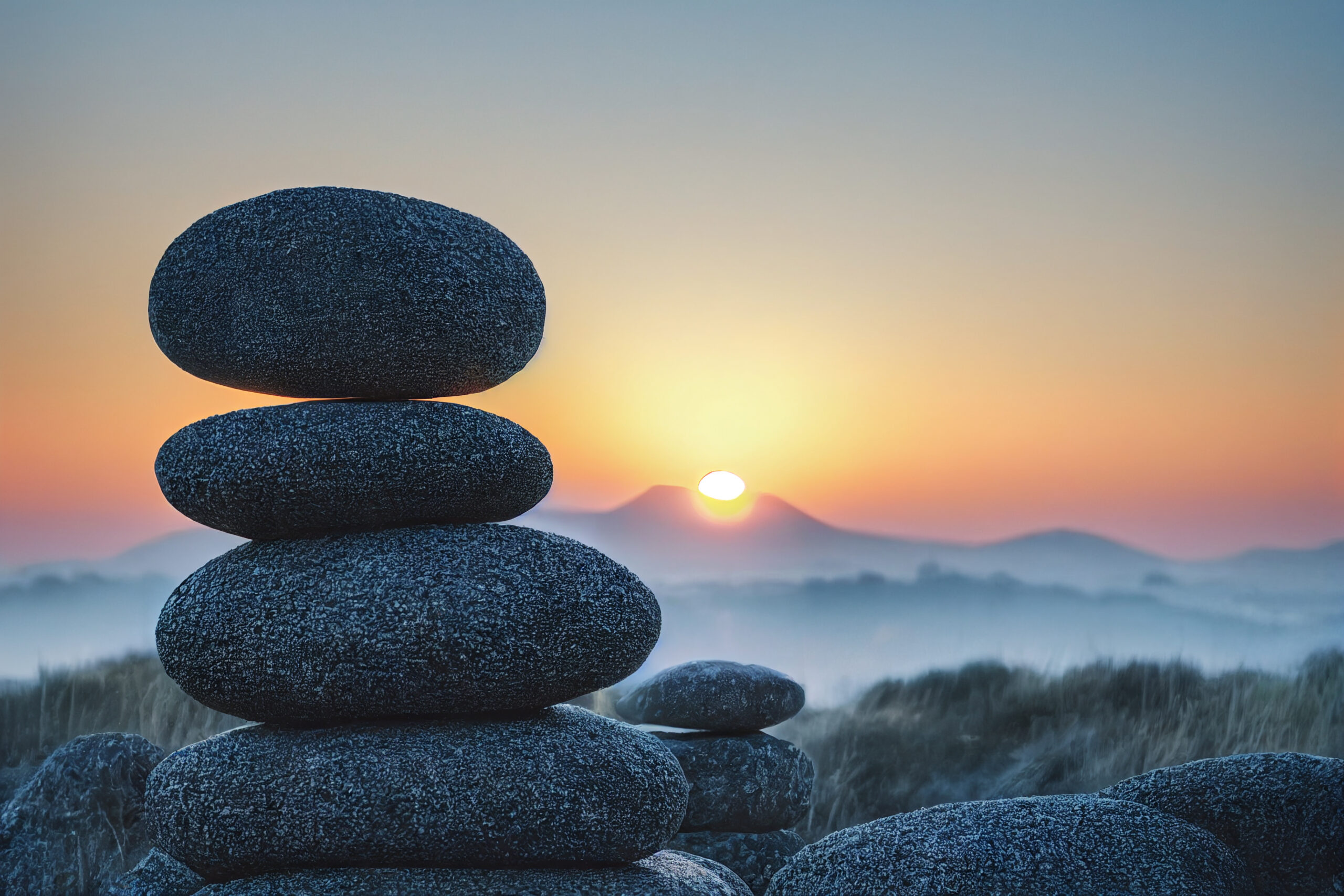 Rounded piled rocks, wellness spa health wellbeing, outdoor nature background, rounded angles